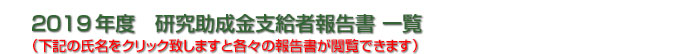 平成30年度　研究助成金　助成者一覧